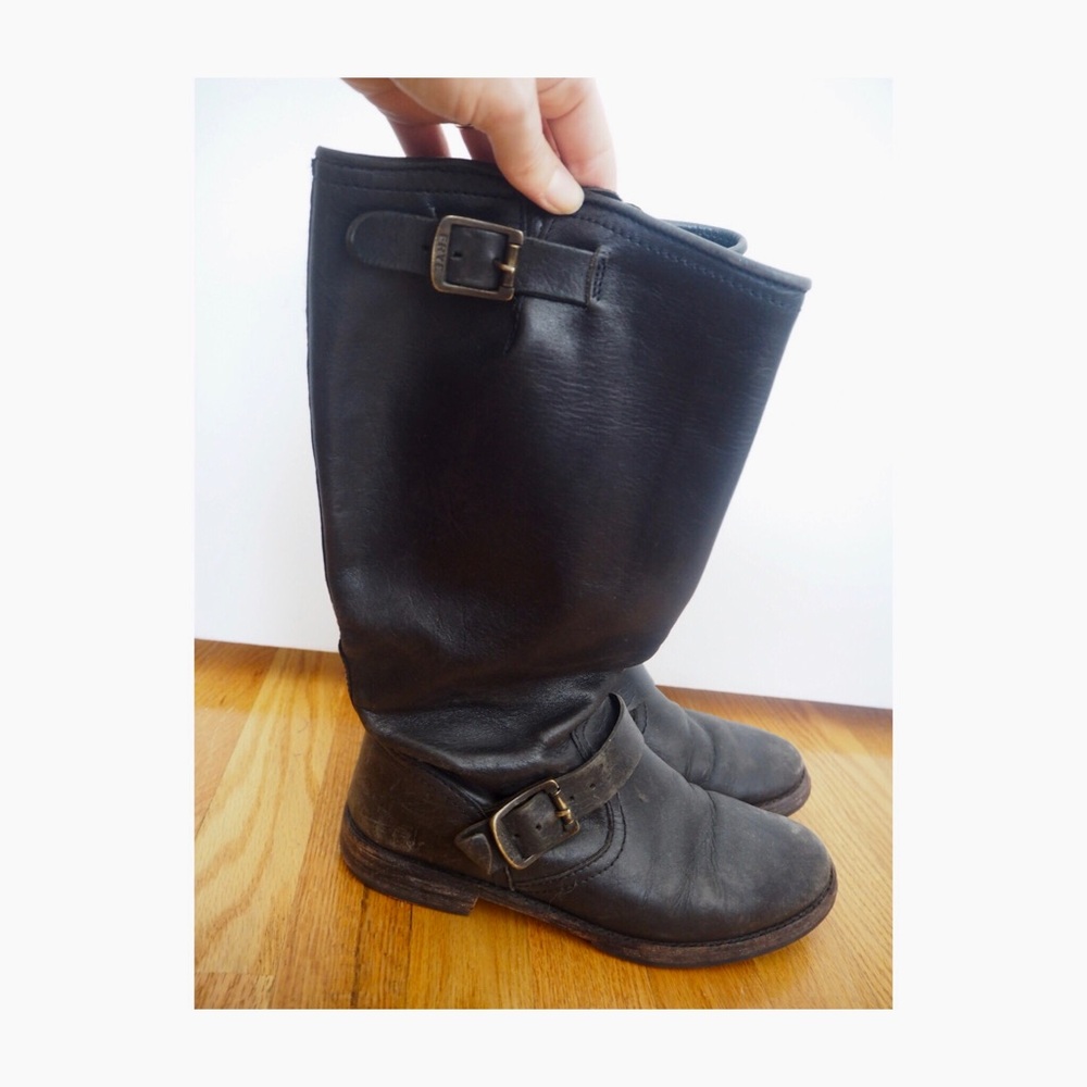 Frye Distressed Buckle Boots